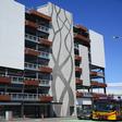 One of the first multi-storey car park buildings to be built in post-earthquake Christchurch, parking for 349 cars is provided over 14 split-levels.